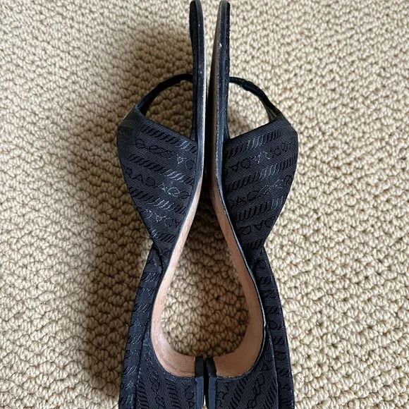 Prada Vintage Black Logo Toe-Post Sandals - Picture 8 of 16